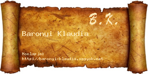 Baronyi Klaudia névjegykártya